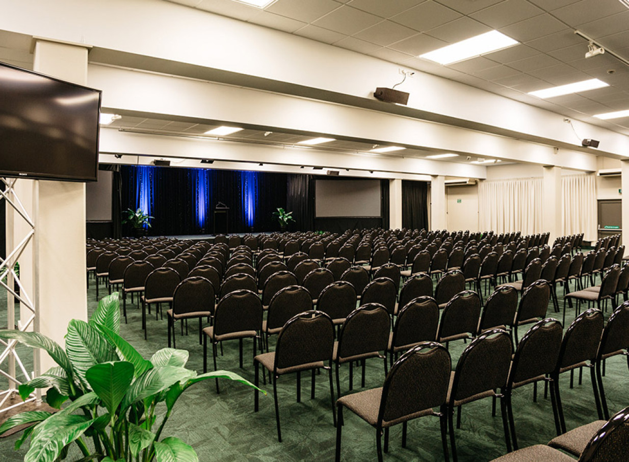 A modern, purpose-built theatre-style conference space at Palmy Conference + Function Centre in Palmerston North.