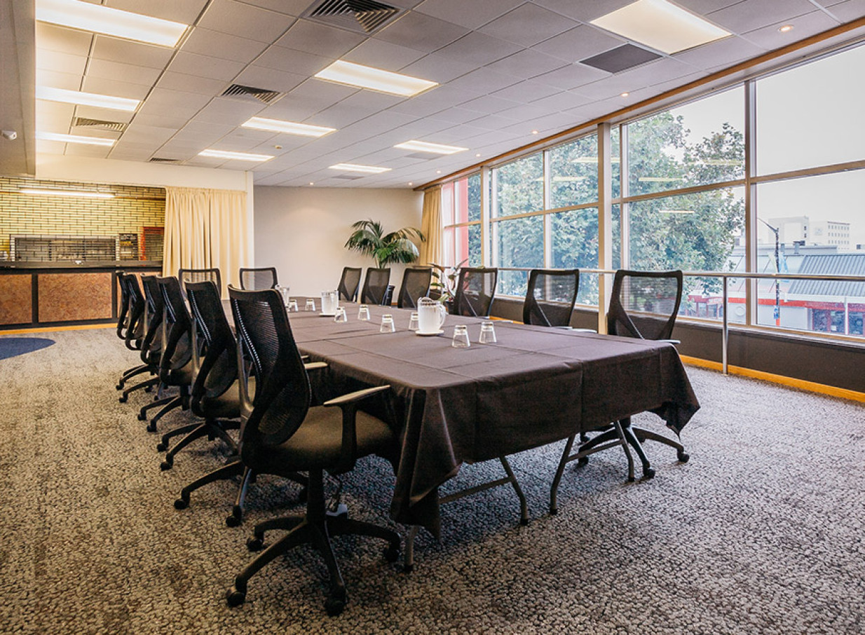 A modern boardroom meeting room at the sophisticated Palmy Conference + Function Centre in Palmerston North.