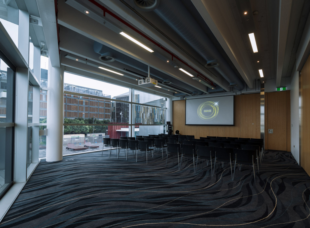 Viaduct Events Centre, Auckland, offers a modern conference space with exposed services and floor-to-ceiling city views.