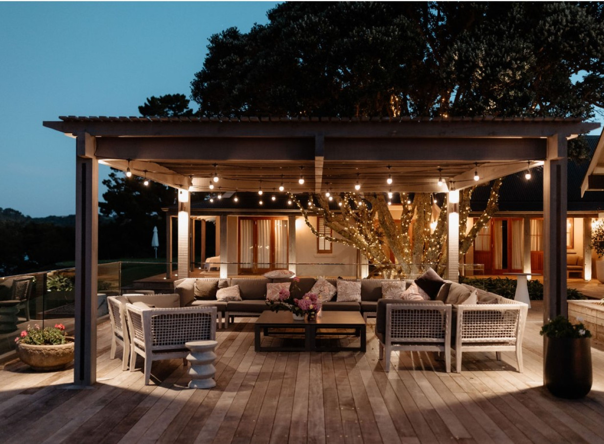Outdoor lounge at Putiki Estate on Waiheke Island