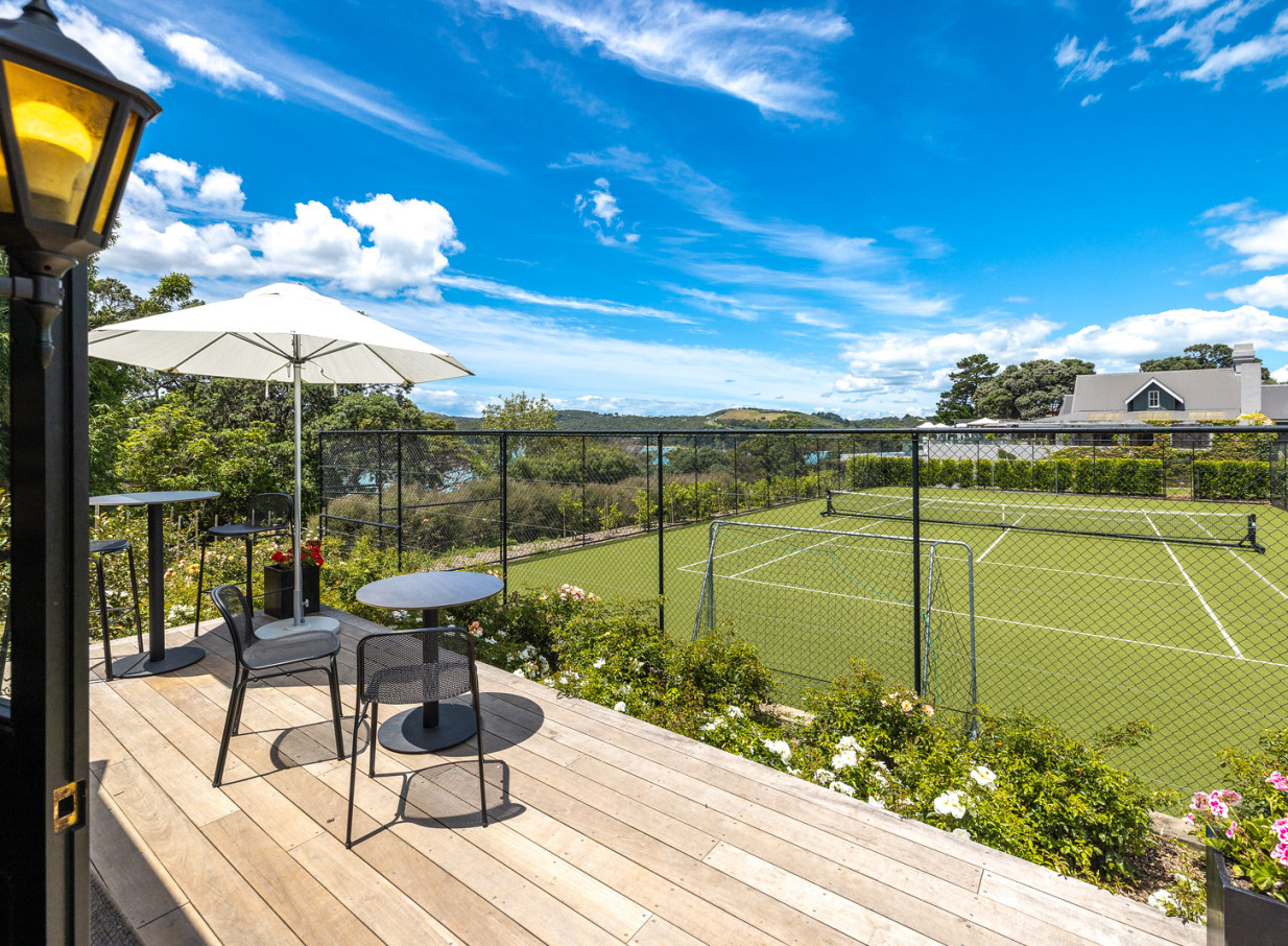 Tennis court at Putiki Estate on Waiheke Island