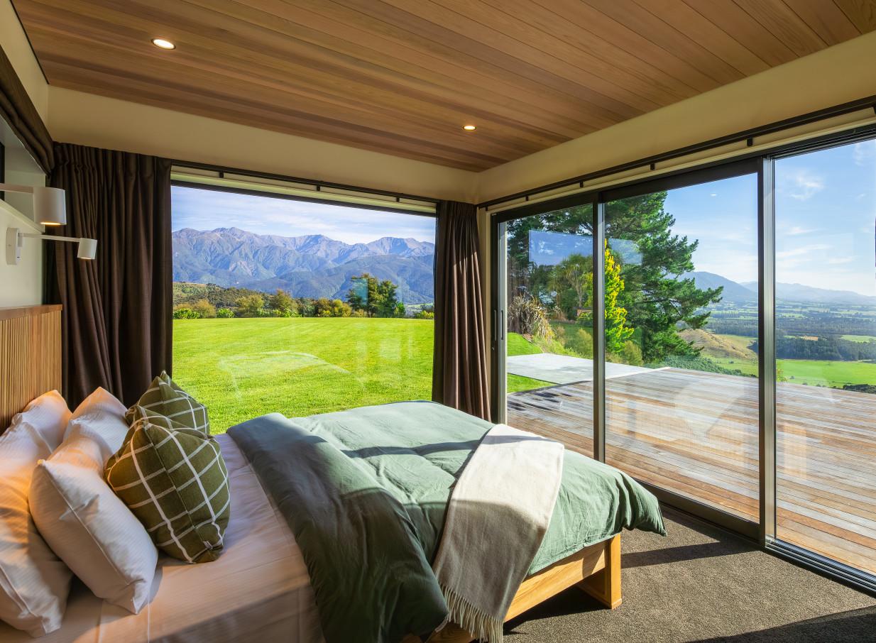Sunny bedroom at Ata Rangi Lodge