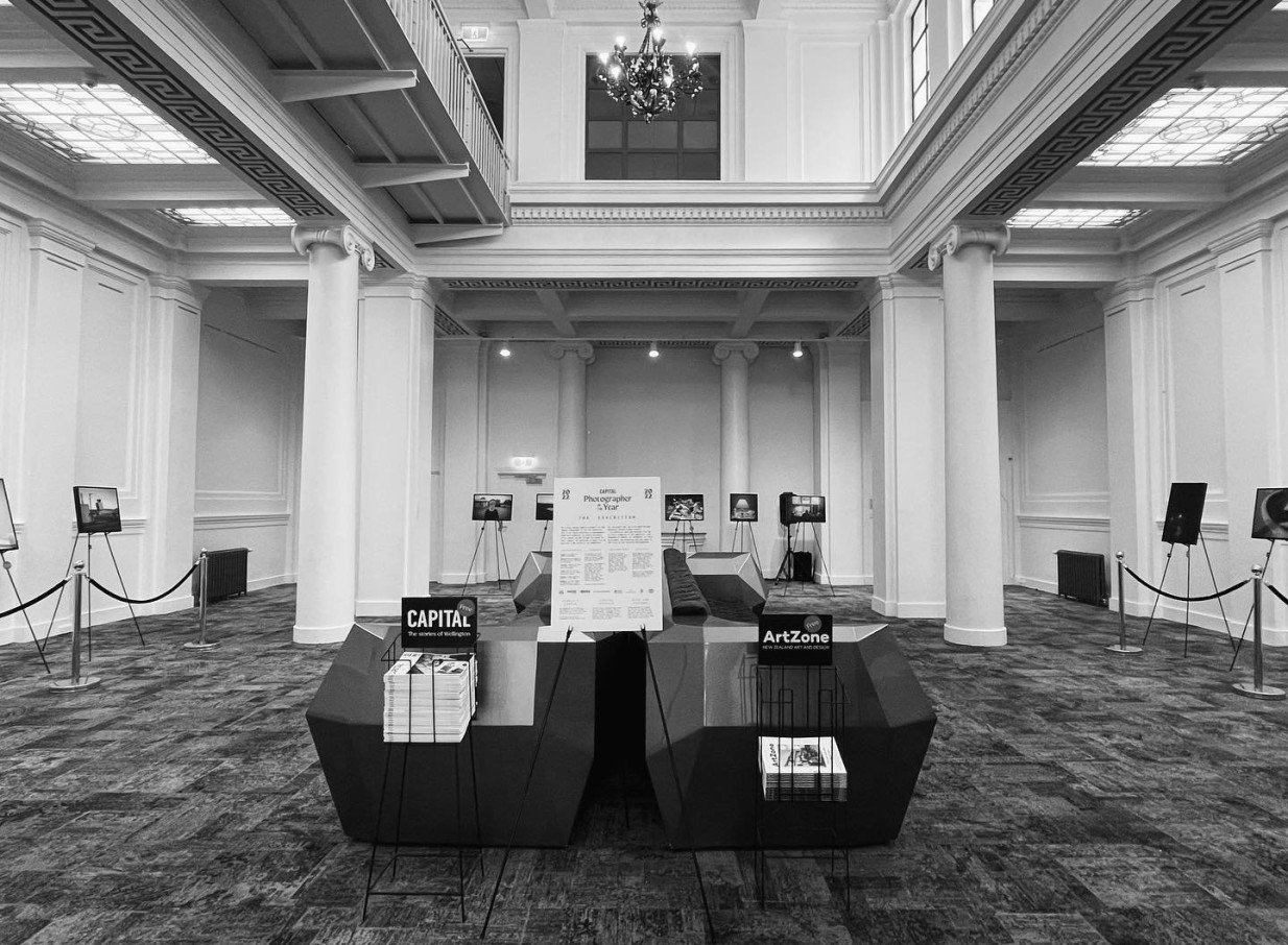 A photo exhibition within Courtenay Creative's grand, Stripped Classical heritage building in Wellington.