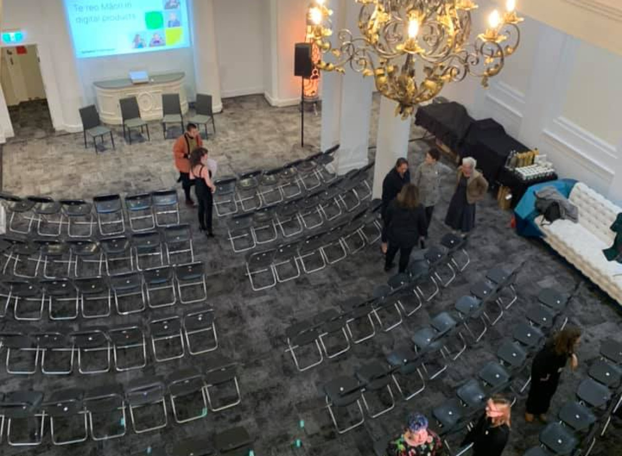 Courtenay Creative, Wellington's elegant renovated old bank chamber, hosts a conference with rows of seating.