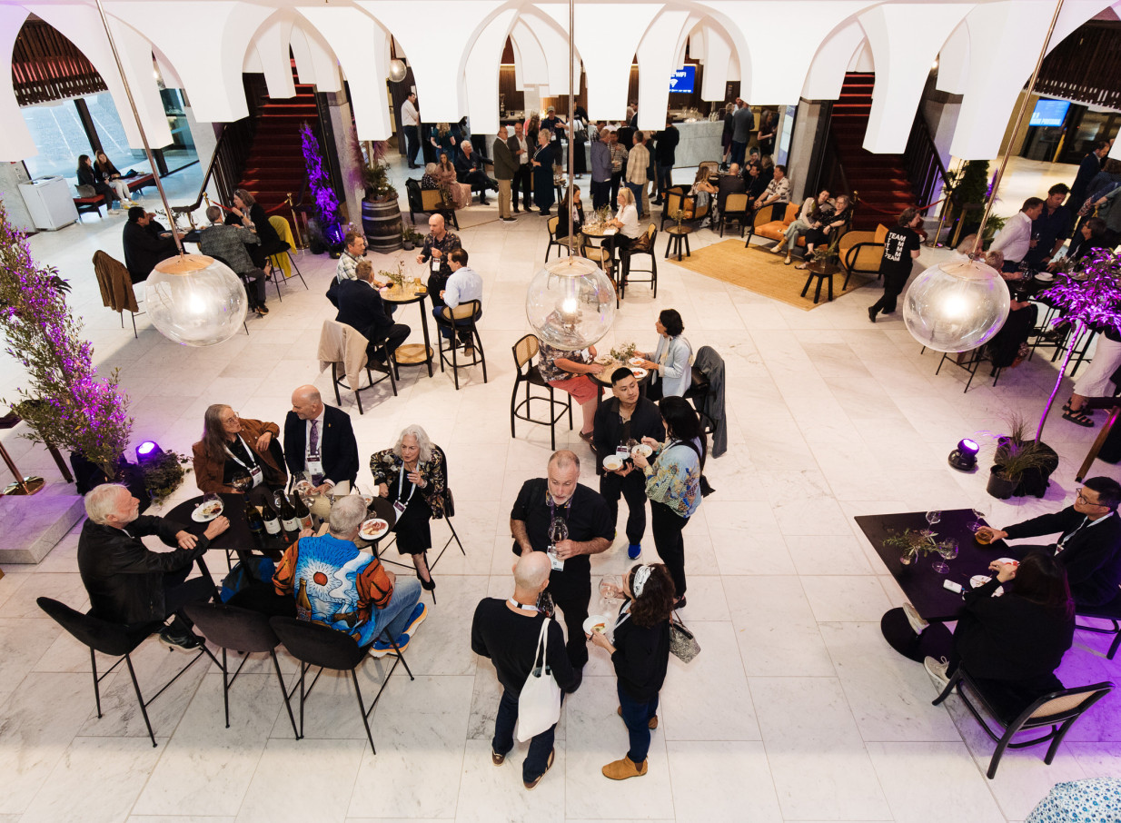 Guests mingling at Christchurch Town Hall